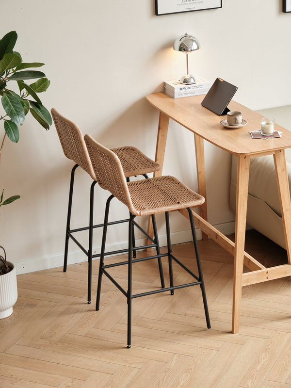 BANGKOK - Set of 2 metal and fiber bar stools