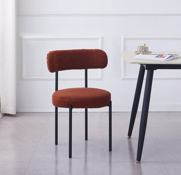 Set of 2 Scandinavian metal chairs with terracotta curls