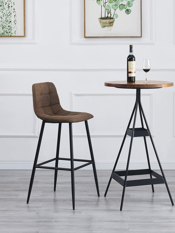 Set of 2 metal and brown imitation bar stools