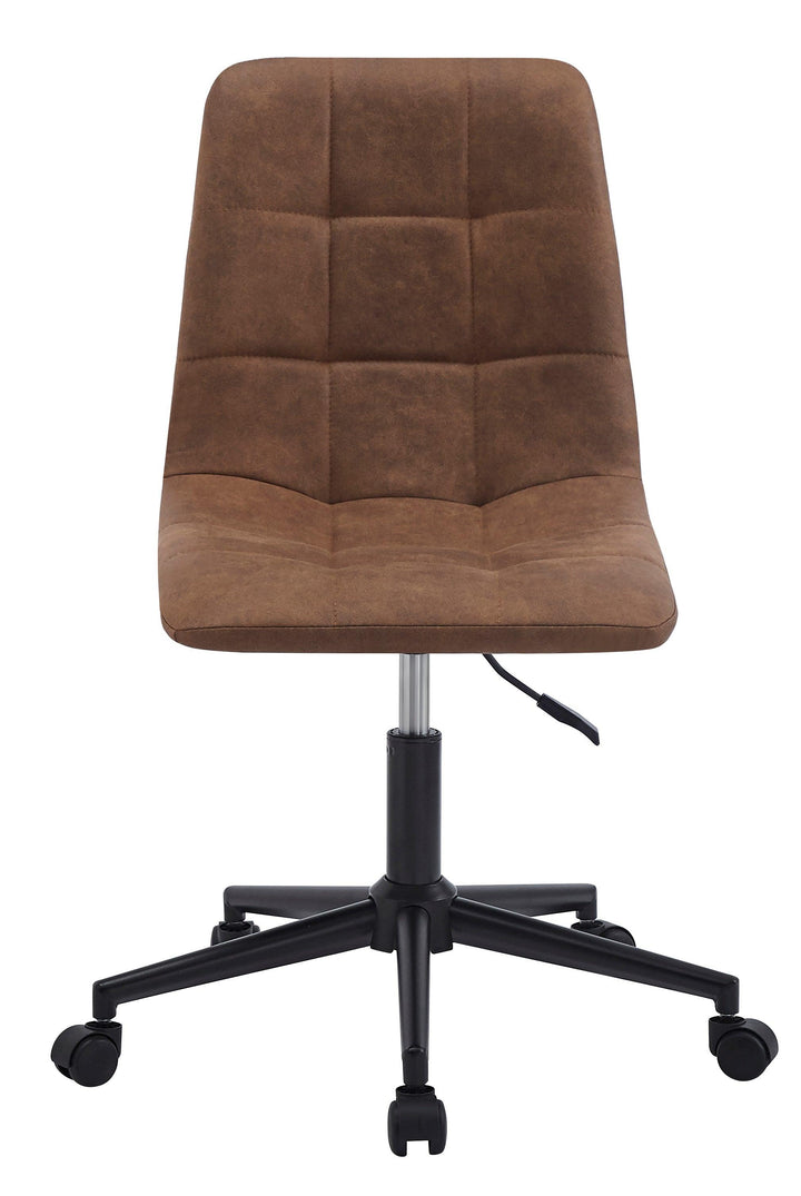 Adjustable upholstered office chair in brown imitation leather