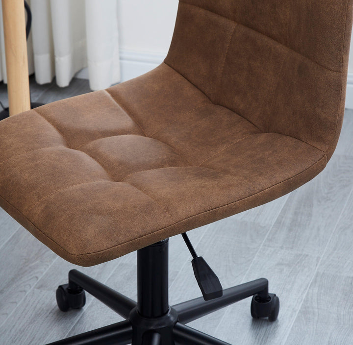 Adjustable upholstered office chair in brown imitation leather