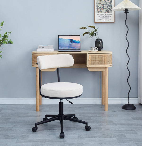 Adjustable office chair in beige velvet