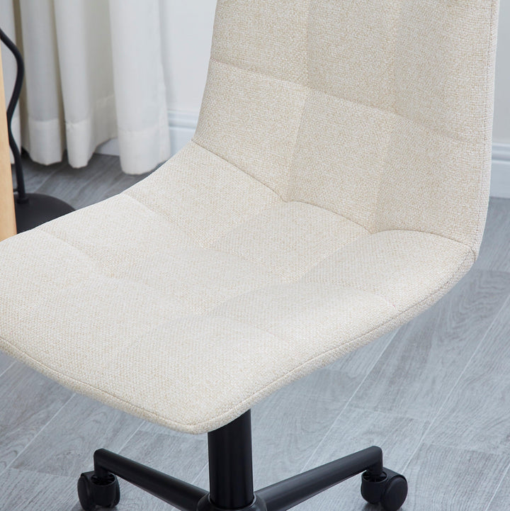 Adjustable upholstered office chair in beige fabric