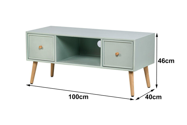 Mint green solid wood 2-drawer TV stand