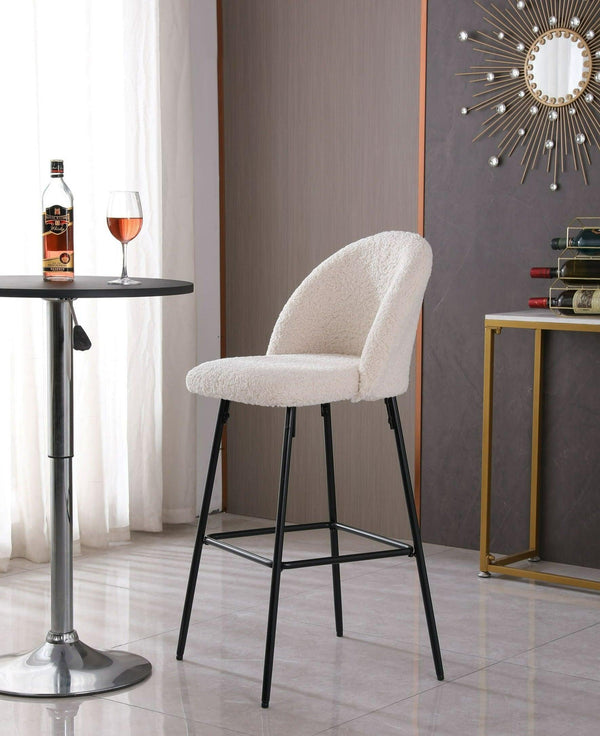 Set of 2 metal bar stools with white curls