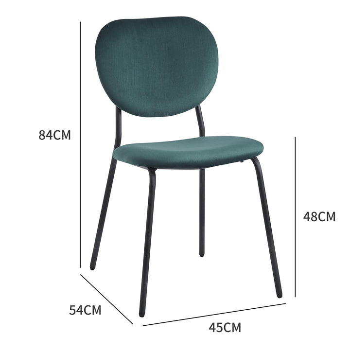 Set of 2 Scandinavian chairs in metal and green velvet