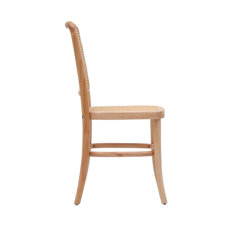 Set of 2 solid wood and natural rattan chairs