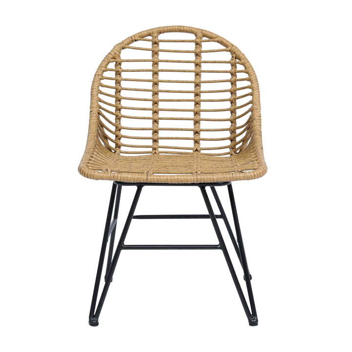 Set of 4 metal and rattan chairs