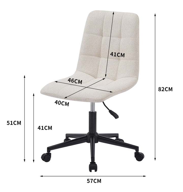Adjustable upholstered office chair in beige fabric