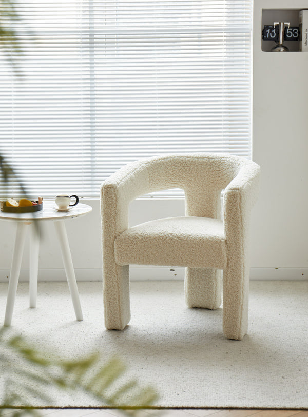 White curly armchair