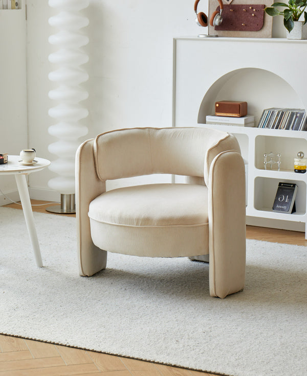 Beige corduroy lounge chair