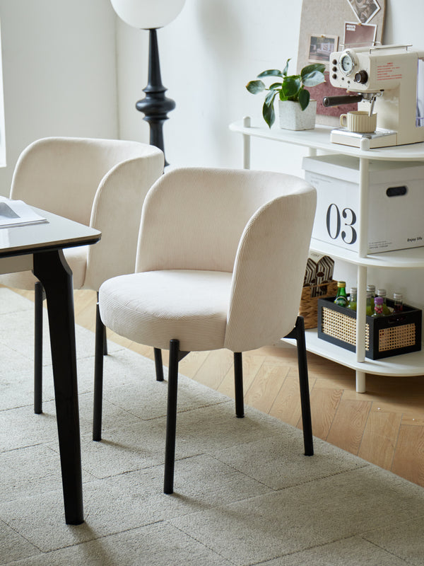 Set of 2 Scandinavian metal and beige corduroy chairs