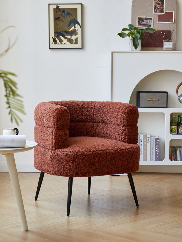 Metal lounge chair with terracotta curls