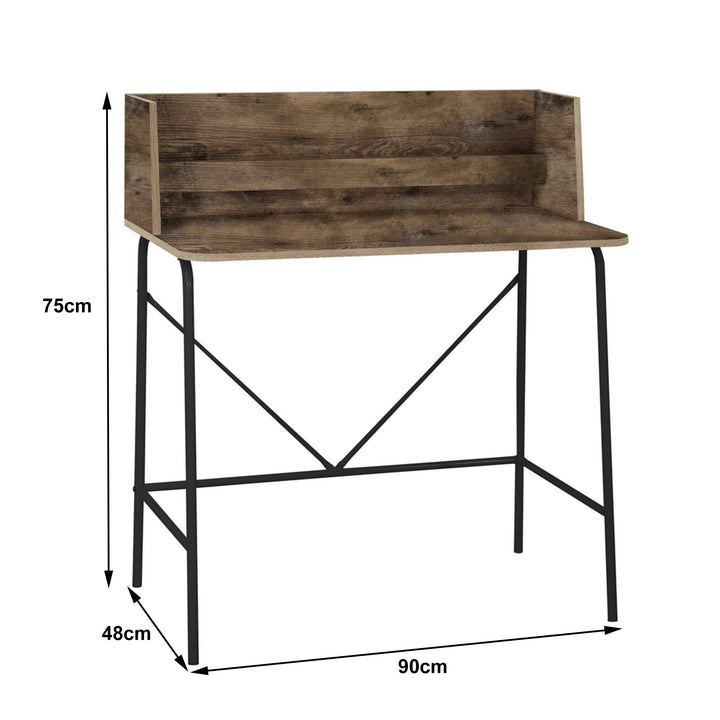 Brown metal and wood desk
