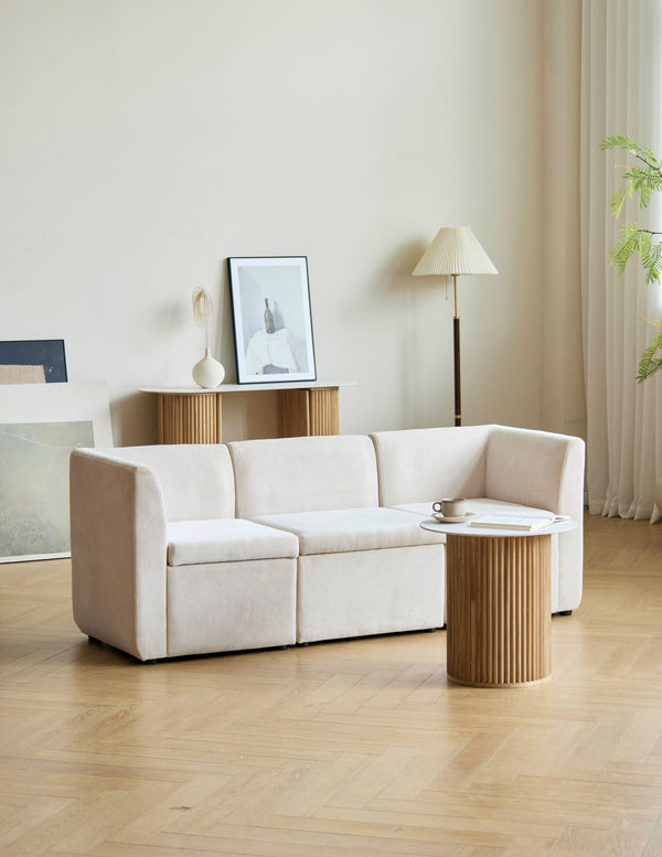 3-person modular sofa in beige corduroy