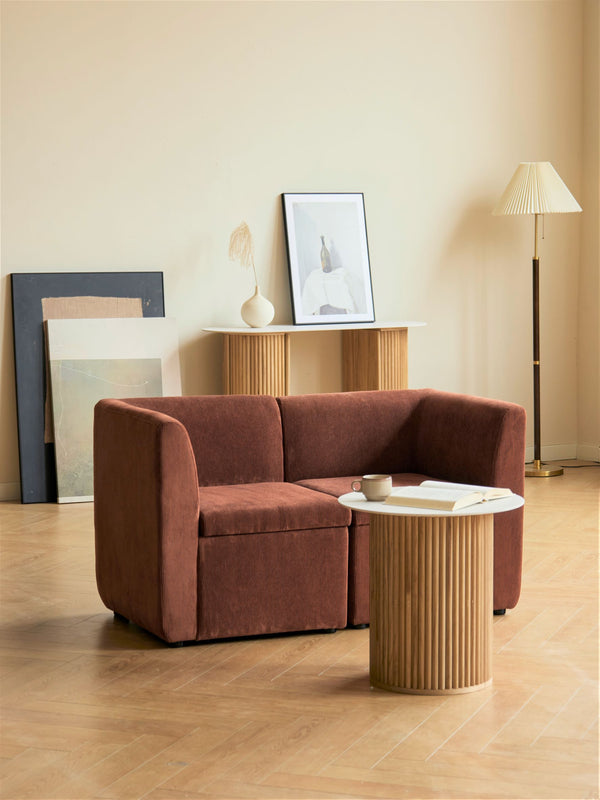 Modular sofa for 2 in terracotta corduroy