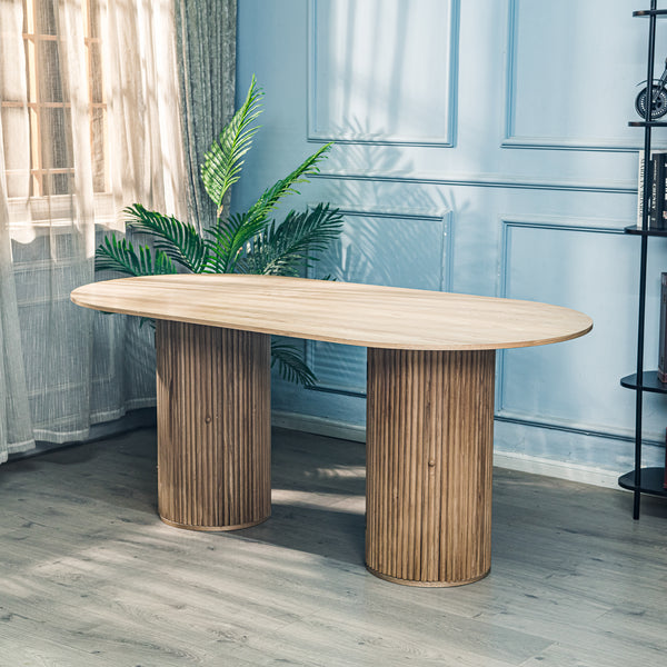 6-person solid pine oval dining table D120
