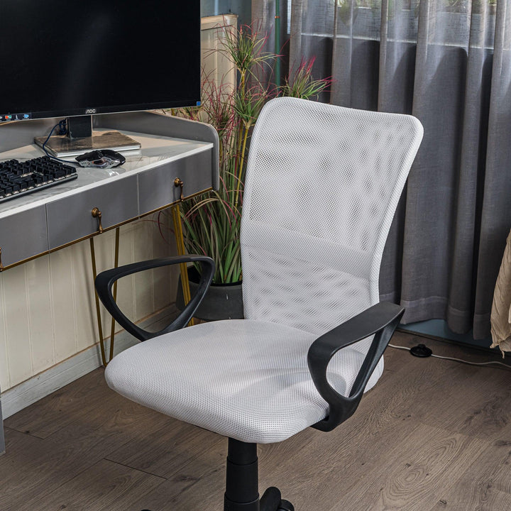 Adjustable office chair in white fabric