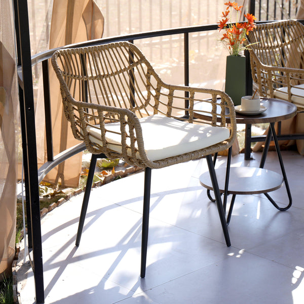 Set of 2 metal and rattan chairs
