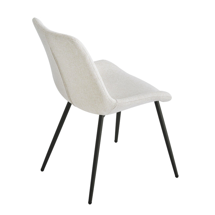 Set of 2 beige metal and fabric chairs