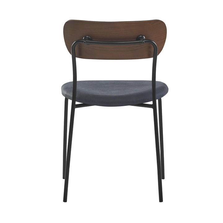 Set of 2 industrial chairs in metal and black imitation leather