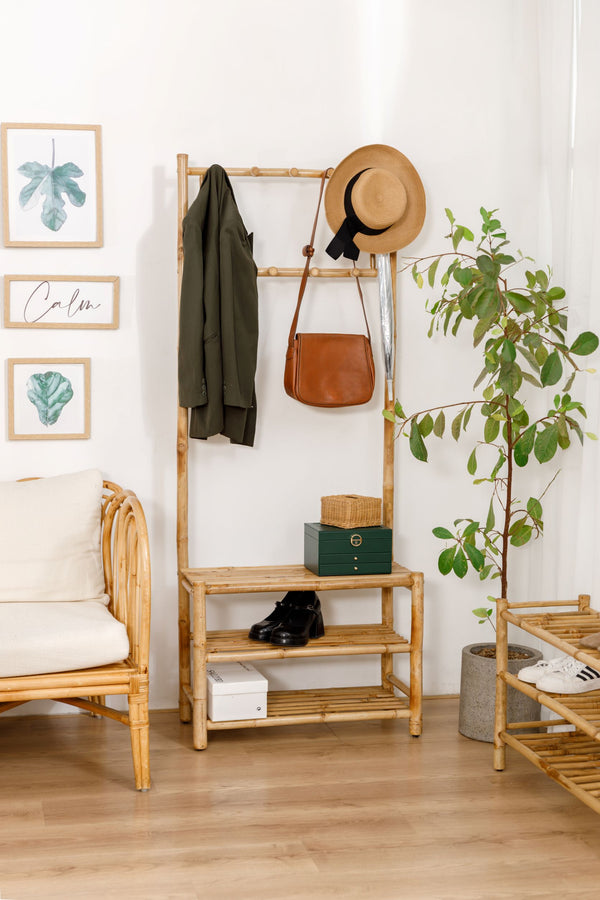 Checkroom rack in solid bamboo wood