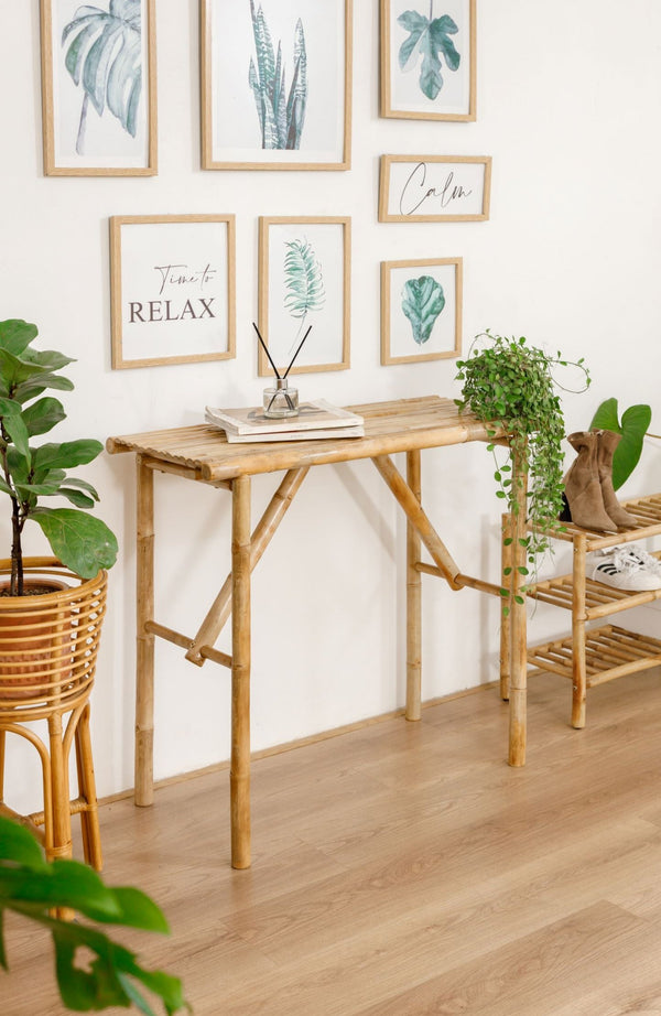 Console in solid bamboo wood, natural color