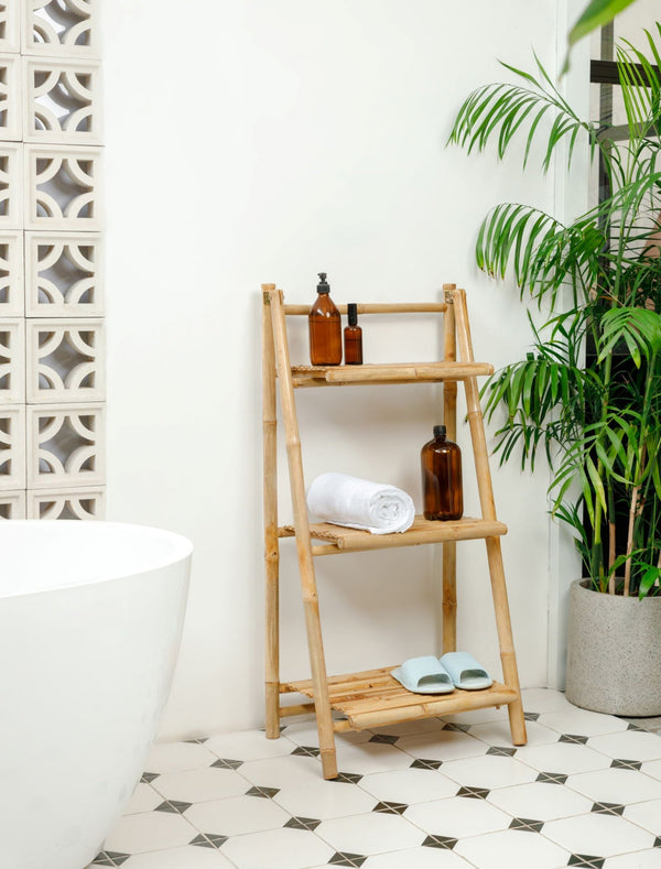 3-level shelf in bamboo, natural finish