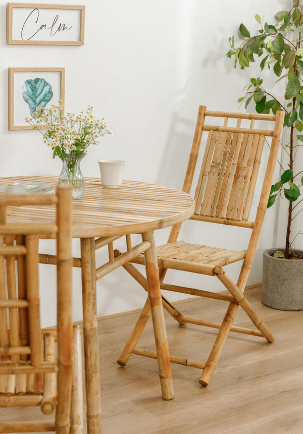 Set of 2 solid bamboo indoor-outdoor chairs