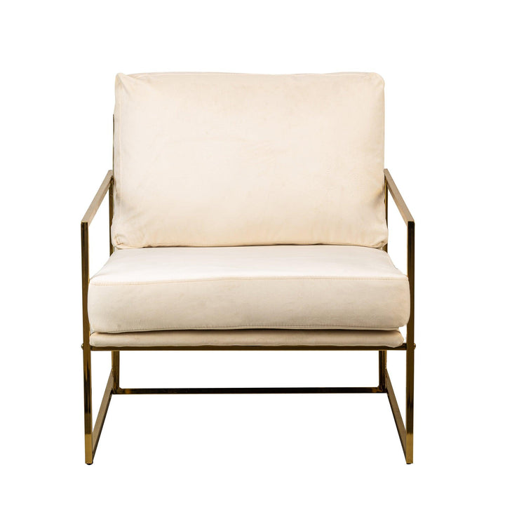 Armchair in metal and velvet beige
