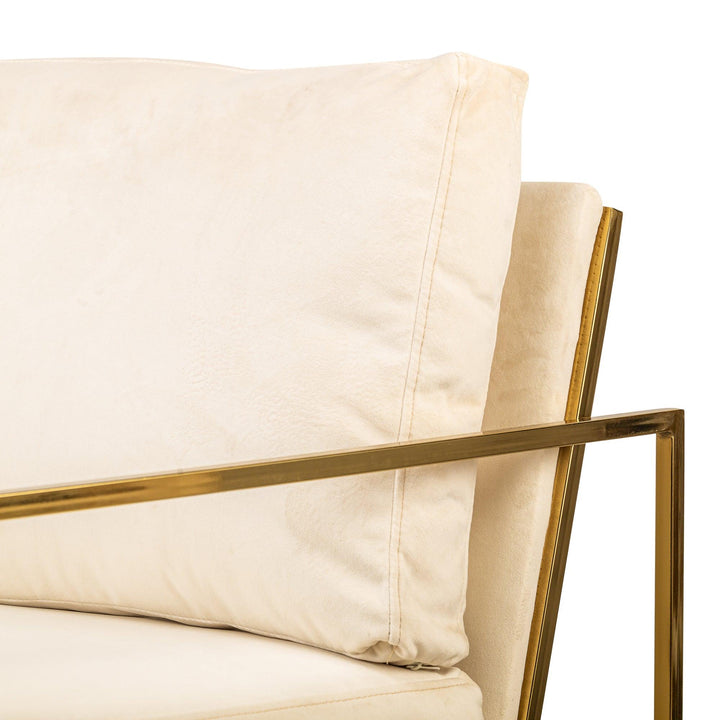 Armchair in metal and velvet beige
