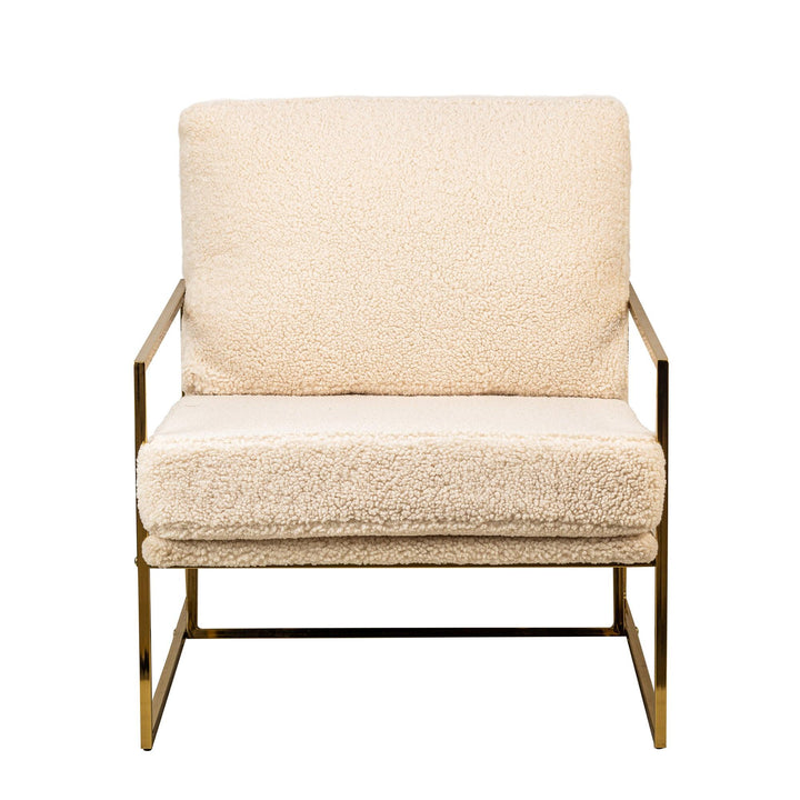 Armchair in metal and wool white