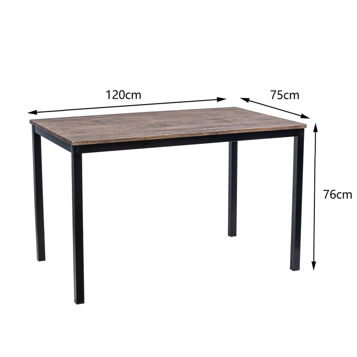 4-person dining table in metal and grey wood L120