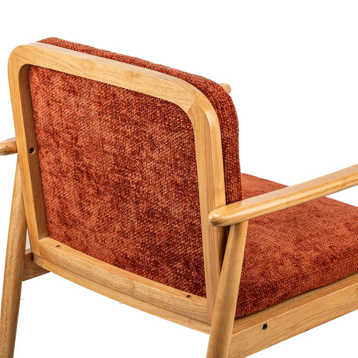 Solid wood and terracotta fabric lounge chair