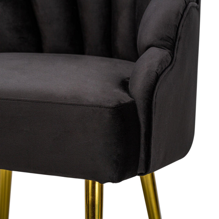 Metal and black velvet retro armchair
