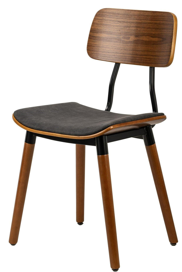 Set of 2 wood and black imitation chairs