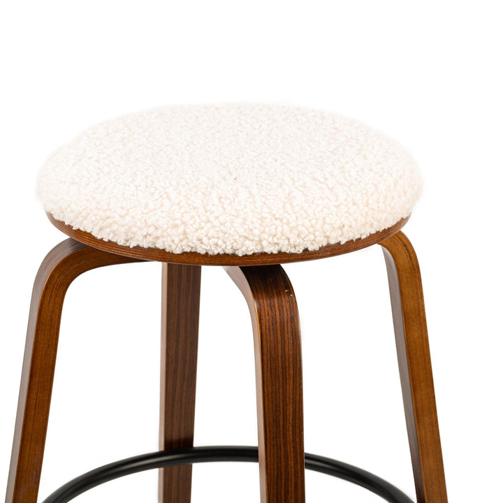 Set of 2 wooden bar stools with white curls