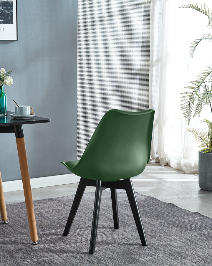Set of 4 Scandinavian chairs in wood and green polypropylene