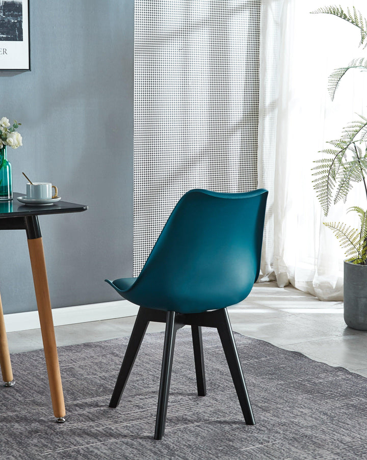 Set of 4 Scandinavian chairs in wood and blue polypropylene