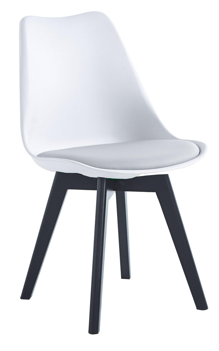 Set of 4 Scandinavian chairs in wood and white polypropylene