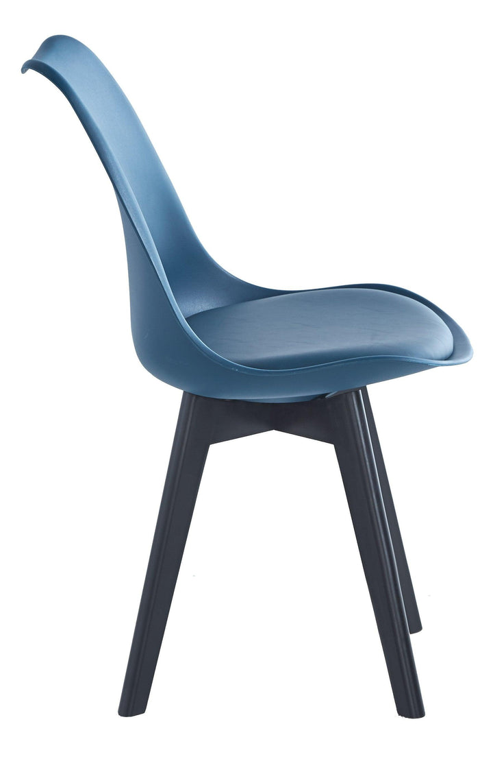 Set of 4 Scandinavian chairs in wood and blue polypropylene