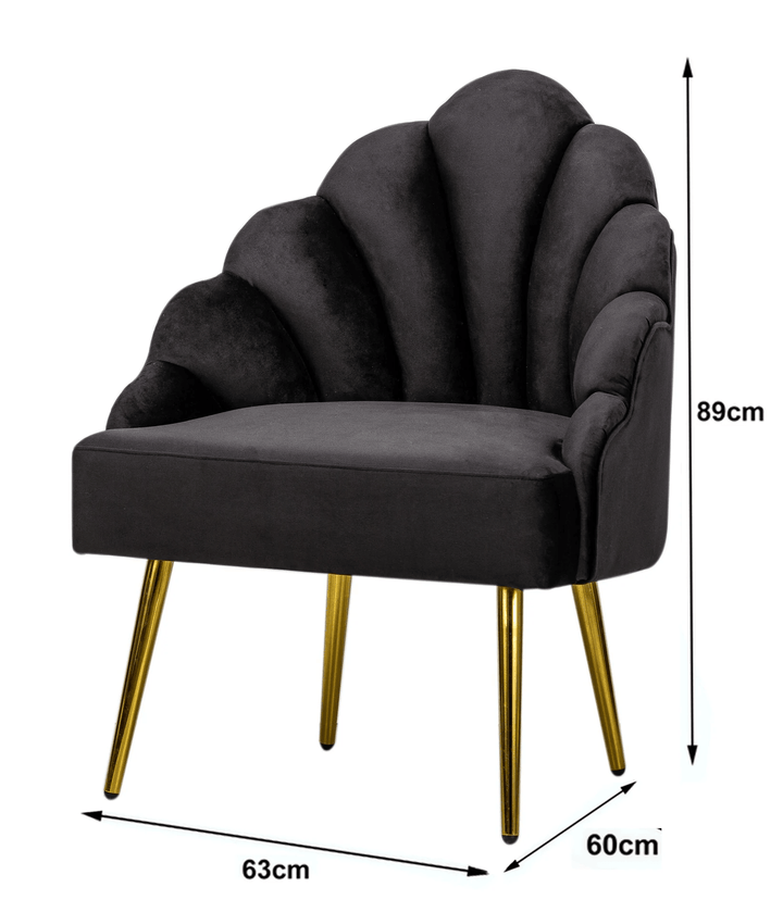 Metal and black velvet retro armchair