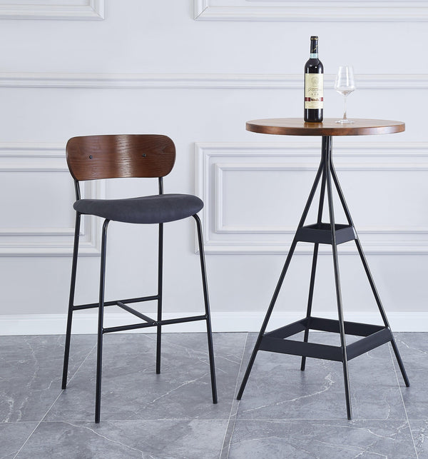 Set of 2 bar stools in metal and black imitation ash