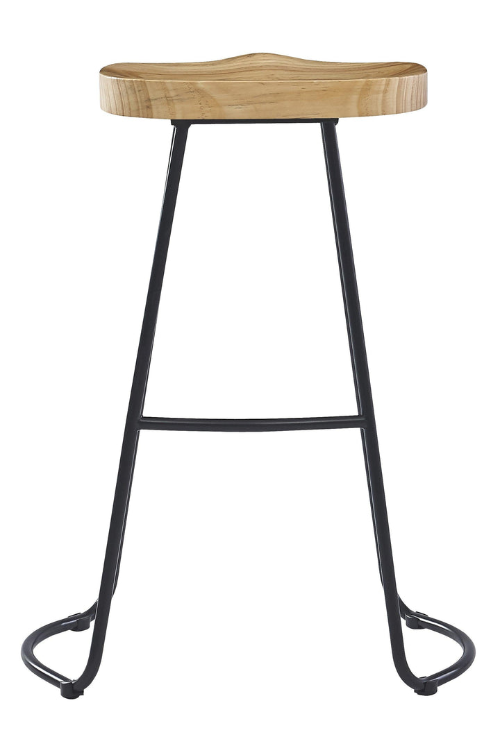 Set of 2 metal and natural ash bar stools