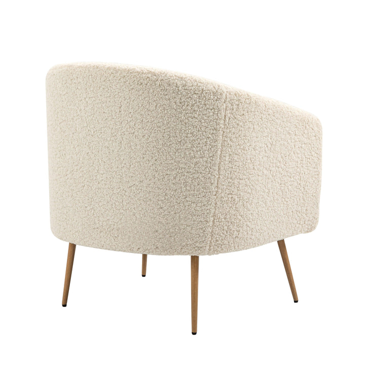 Metal lounge chair with white wool