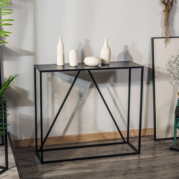 Industrial-style console in black metal