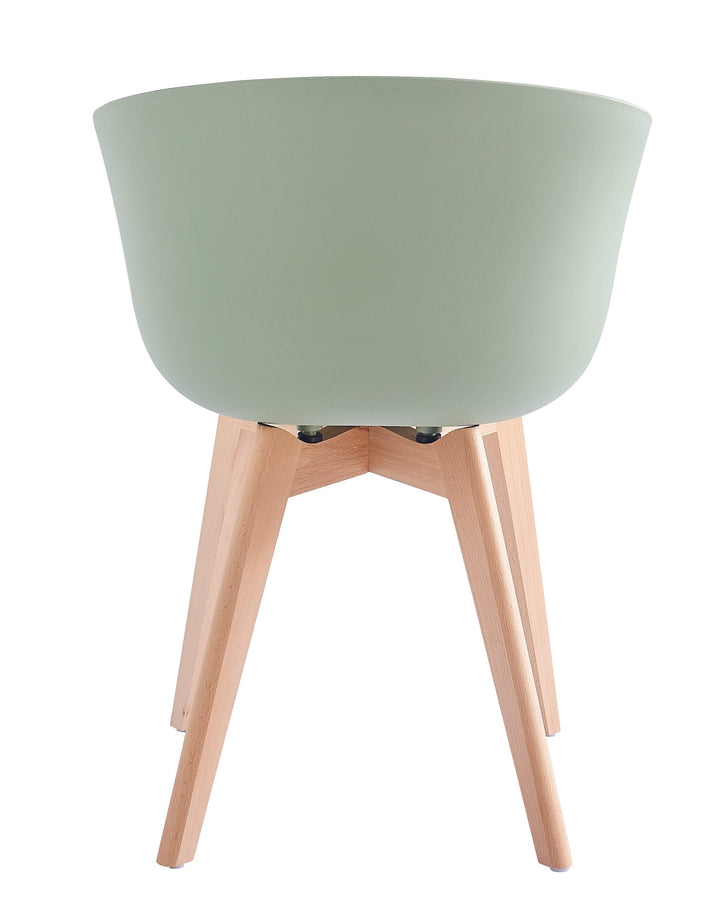 Set of 4 Scandinavian chairs in wood and mint green polypropylene