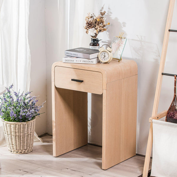 1-drawer bedside table in brown wood