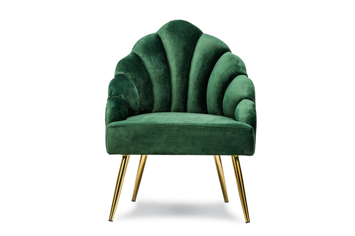 Retro armchair in metal and green velvet