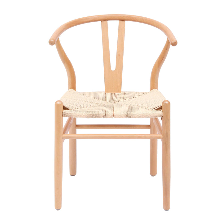 Set of 2 solid wood and natural rope chairs